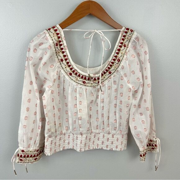 Anthropologie Boho Beaded Tie-Back Knit Blouse NWT Size XS - Picture 2 of 12